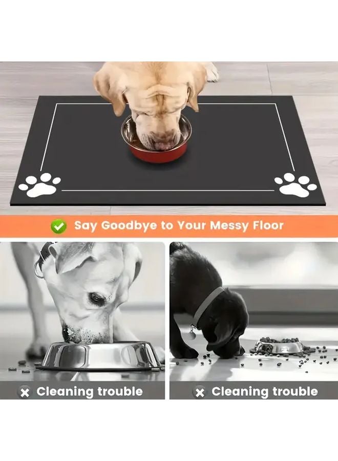 Black Non Slip Pet Feeding Mat With Raised Edges Spill Proof Easy Clean - Image 5
